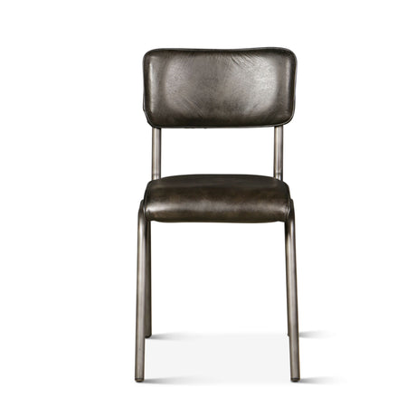 Wellington Bill 17" Dining Chair in Ebony Leather and Iron, Set of 2 from Home Trends & Design - Luna Furniture