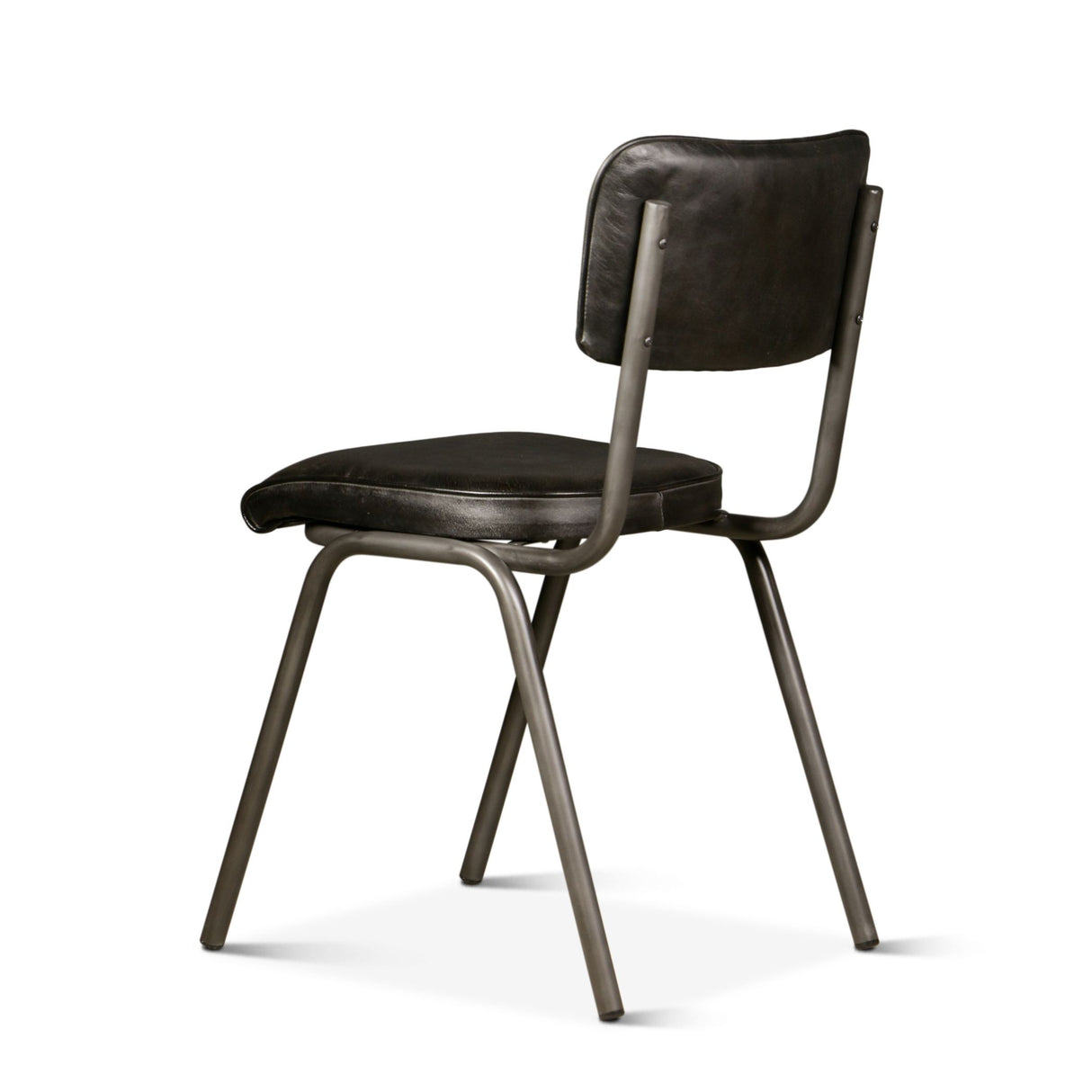 Wellington Bill 17" Dining Chair in Ebony Leather and Iron, Set of 2 from Home Trends & Design - Luna Furniture