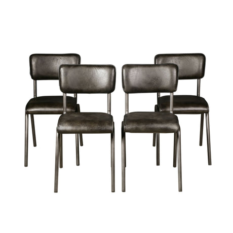 Wellington Bill 17" Dining Chair in Ebony Leather and Iron, Set of 2 from Home Trends & Design - Luna Furniture
