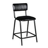 Wellington Bob 17" Ribbed Leather Counter Chair in Black Leather with Black Legs from Home Trends & Design - Luna Furniture