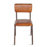 Wellington Bob 17" Ribbed Leather Dining Chair in Antique Saddle, Set of 2 from Home Trends & Design - Luna Furniture