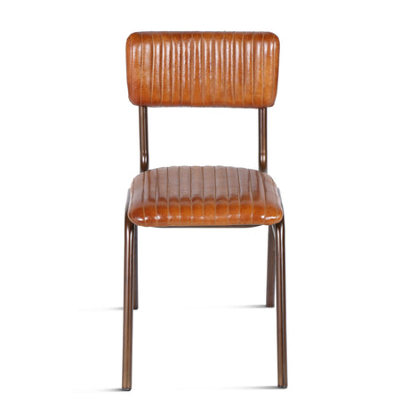 Wellington Bob 17" Ribbed Leather Dining Chair in Antique Saddle, Set of 2 from Home Trends & Design - Luna Furniture