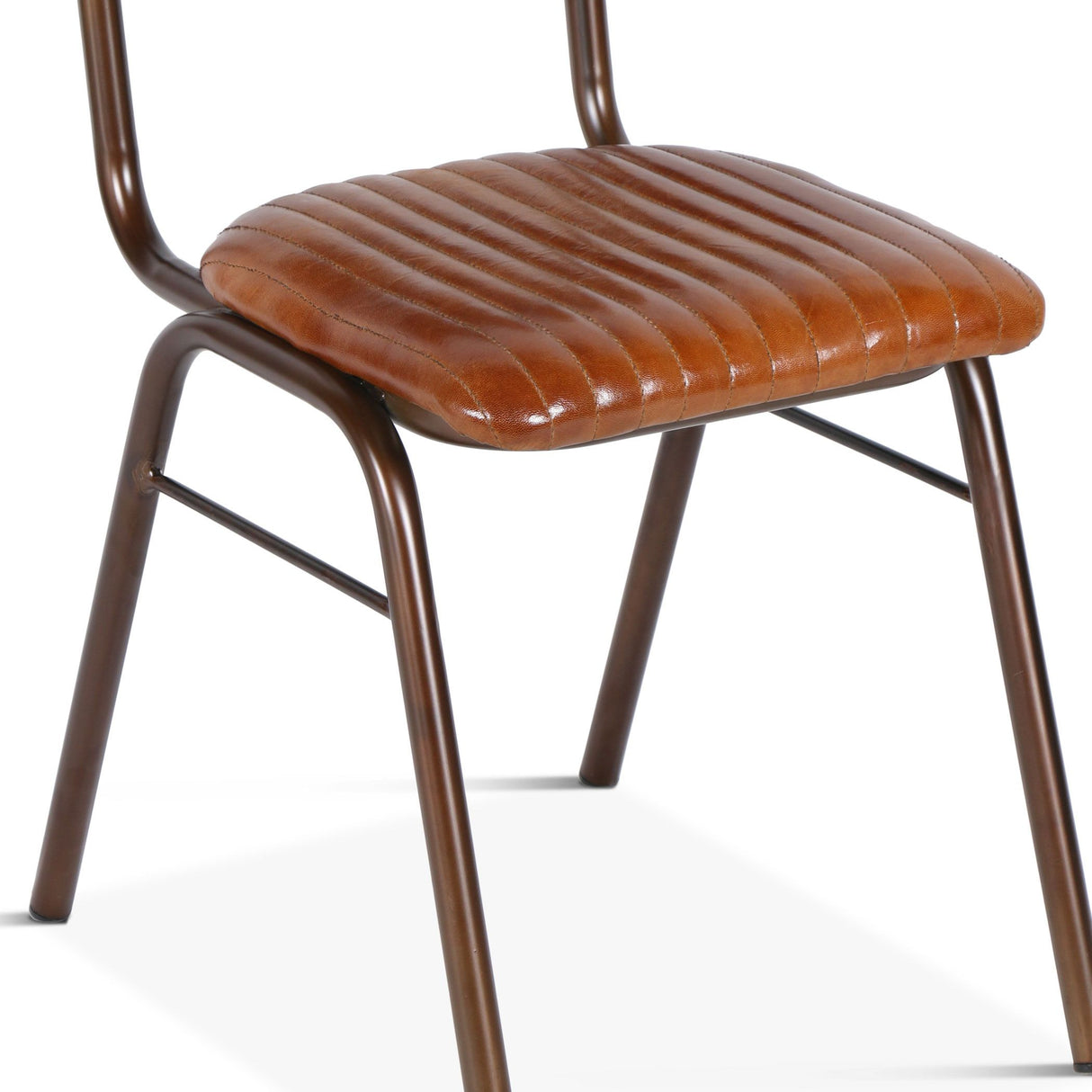 Wellington Bob 17" Ribbed Leather Dining Chair in Antique Saddle, Set of 2 from Home Trends & Design - Luna Furniture