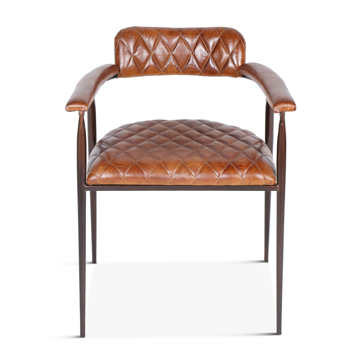 Wellington 23" Dining Armchair in Diamond Leather and Iron from Home Trends & Design - Luna Furniture
