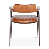 Wellington 23" Dining Armchair in Diamond Leather and Iron from Home Trends & Design - Luna Furniture