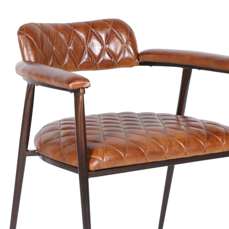 Wellington 23" Dining Armchair in Diamond Leather and Iron from Home Trends & Design - Luna Furniture