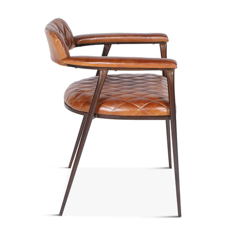 Wellington 23" Dining Armchair in Diamond Leather and Iron from Home Trends & Design - Luna Furniture