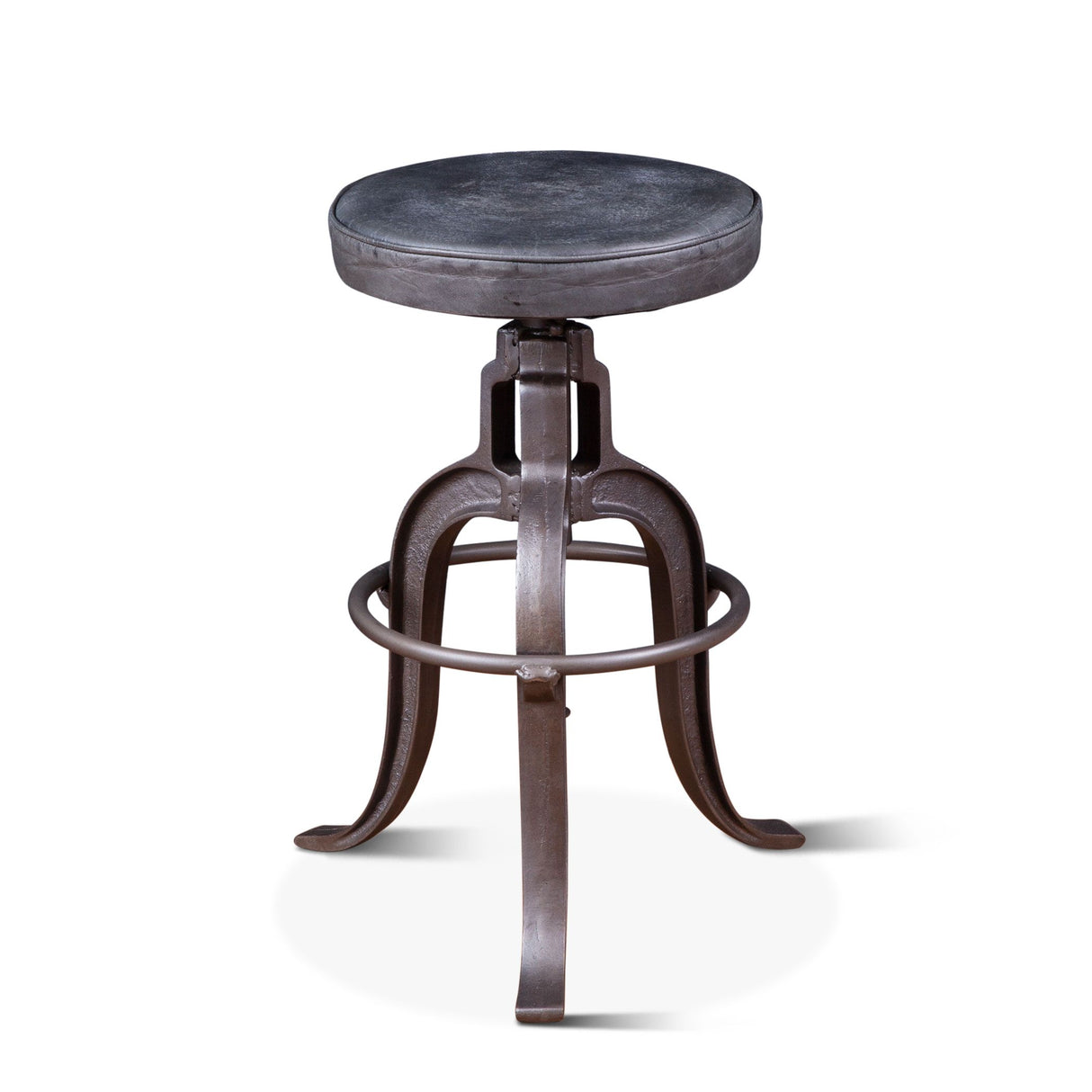 Wellington 13" Adjustable Stool in Black Top Grain Leather from Home Trends & Design - Luna Furniture