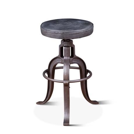 Wellington 13" Adjustable Stool in Black Top Grain Leather from Home Trends & Design - Luna Furniture