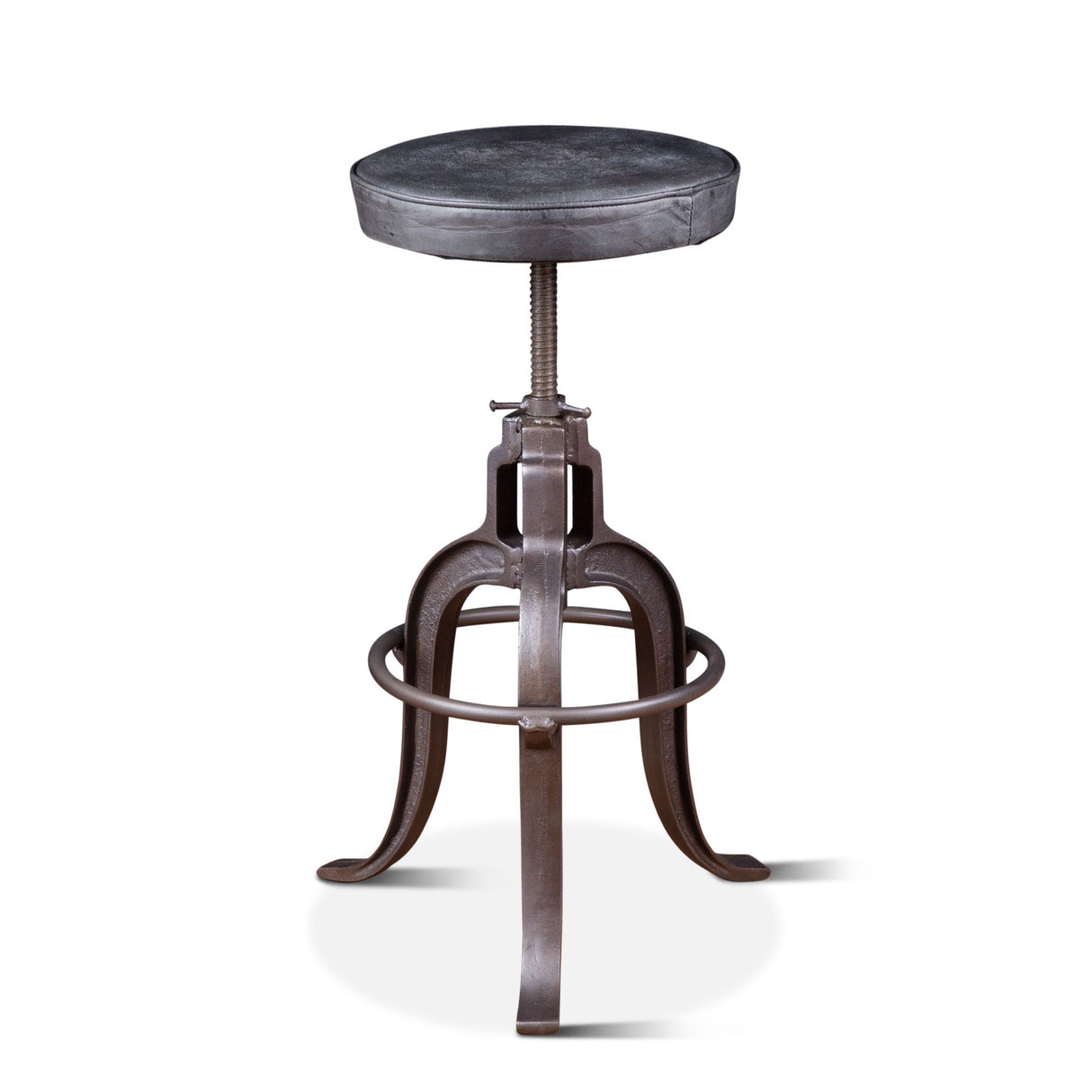 Wellington 13" Adjustable Stool in Black Top Grain Leather from Home Trends & Design - Luna Furniture