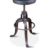Wellington 13" Adjustable Stool in Black Top Grain Leather from Home Trends & Design - Luna Furniture