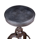 Wellington 13" Adjustable Stool in Black Top Grain Leather from Home Trends & Design - Luna Furniture