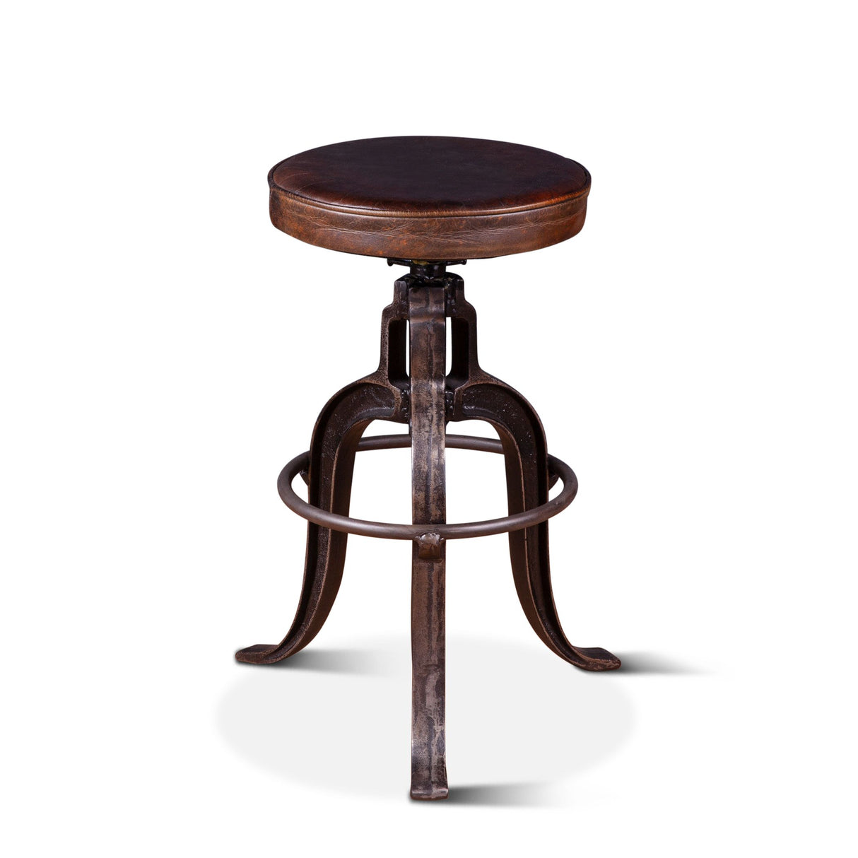 Wellington 13" Adjustable Stool in Brown Top Grain Leather from Home Trends & Design - Luna Furniture