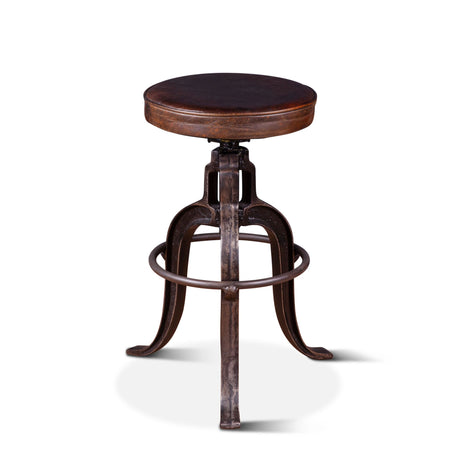 Wellington 13" Adjustable Stool in Brown Top Grain Leather from Home Trends & Design - Luna Furniture