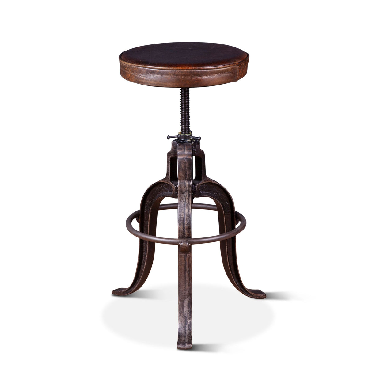 Wellington 13" Adjustable Stool in Brown Top Grain Leather from Home Trends & Design - Luna Furniture