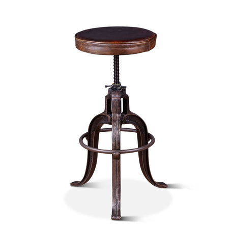 Wellington 13" Adjustable Stool in Brown Top Grain Leather from Home Trends & Design - Luna Furniture