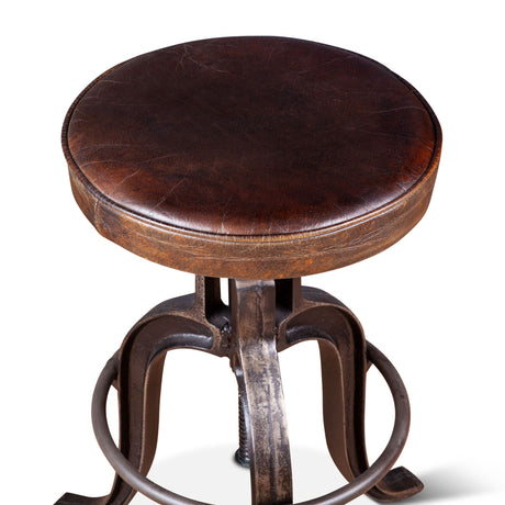 Wellington 13" Adjustable Stool in Brown Top Grain Leather from Home Trends & Design - Luna Furniture