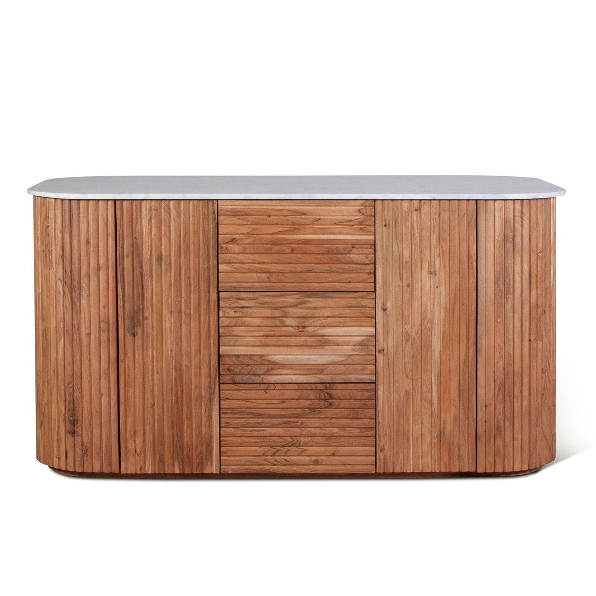 Wales 68" Kitchen Island in Natural Acacia with White Marble Top, Set of 2 from Home Trends & Design - Luna Furniture