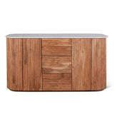 Wales 68" Kitchen Island in Natural Acacia with White Marble Top, Set of 2 from Home Trends & Design - Luna Furniture
