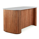 Wales 68" Kitchen Island in Natural Acacia with White Marble Top, Set of 2 from Home Trends & Design - Luna Furniture