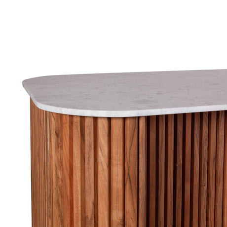 Wales 68" Kitchen Island in Natural Acacia with White Marble Top, Set of 2 from Home Trends & Design - Luna Furniture