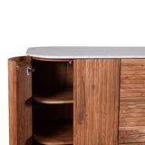 Wales 68" Kitchen Island in Natural Acacia with White Marble Top, Set of 2 from Home Trends & Design - Luna Furniture