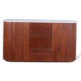 Wales 68" Kitchen Island in Walnut Brown with White Marble Top from Home Trends & Design - Luna Furniture