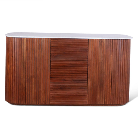 Wales 68" Kitchen Island in Walnut Brown with White Marble Top from Home Trends & Design - Luna Furniture