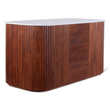 Wales 68" Kitchen Island in Walnut Brown with White Marble Top from Home Trends & Design - Luna Furniture
