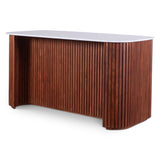 Wales 68" Kitchen Island in Walnut Brown with White Marble Top from Home Trends & Design - Luna Furniture