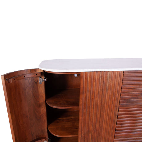 Wales 68" Kitchen Island in Walnut Brown with White Marble Top from Home Trends & Design - Luna Furniture