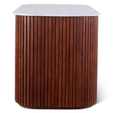 Wales 68" Kitchen Island in Walnut Brown with White Marble Top from Home Trends & Design - Luna Furniture