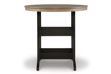 Fairen Trail Black/Driftwood Outdoor Counter Height Dining Table with 2 Barstools from Ashley - Luna Furniture