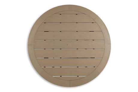 Fairen Trail Black/Driftwood Outdoor Counter Height Dining Table with 2 Barstools from Ashley - Luna Furniture