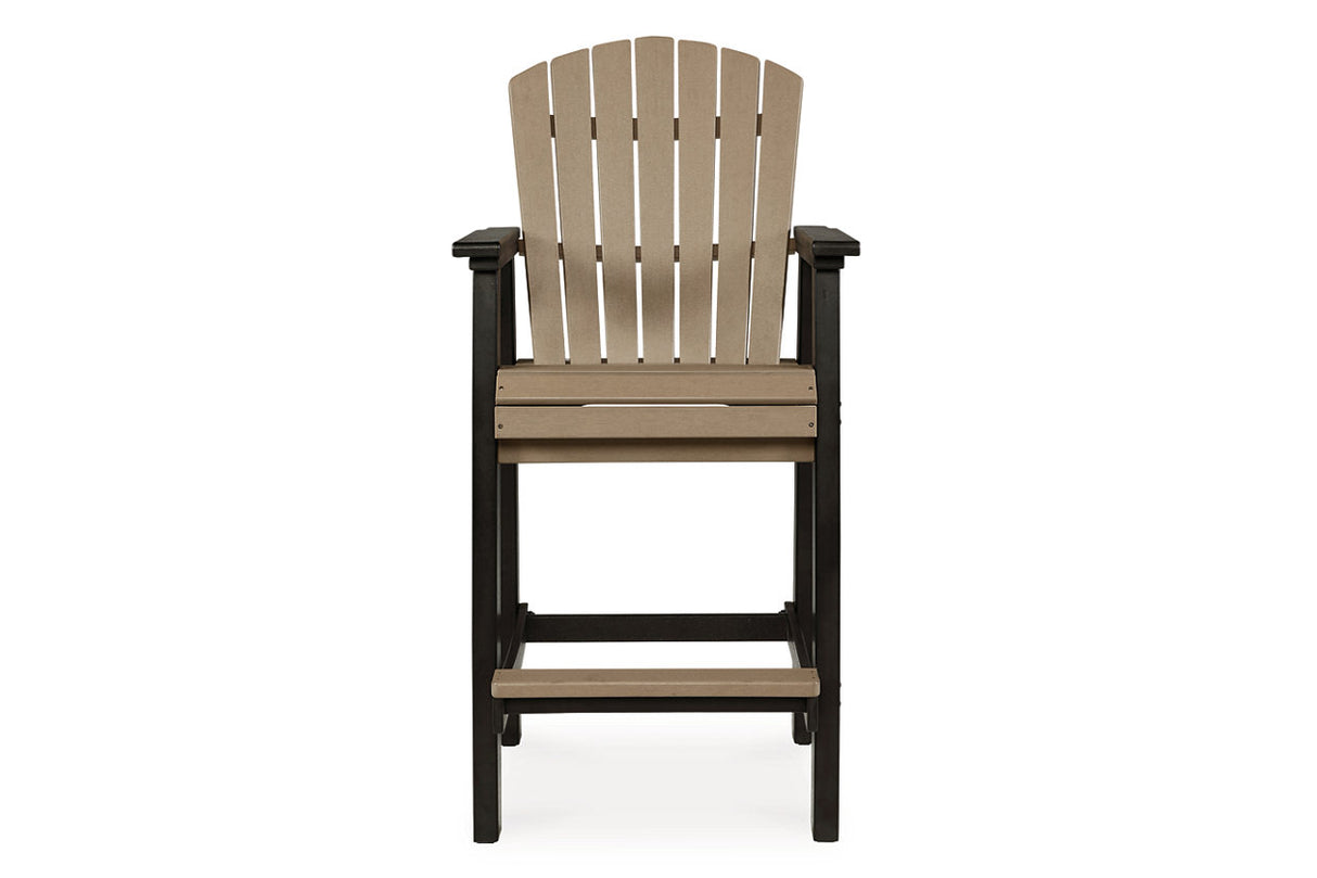 Fairen Trail Black/Driftwood Outdoor Counter Height Dining Table with 2 Barstools from Ashley Furniture - Luna Furniture