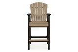 Fairen Trail Black/Driftwood Outdoor Counter Height Dining Table with 2 Barstools from Ashley Furniture - Luna Furniture