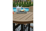 Fairen Trail Black/Driftwood Outdoor Counter Height Dining Table with 2 Barstools from Ashley Furniture - Luna Furniture