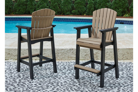 Fairen Trail Black/Driftwood Outdoor Counter Height Dining Table with 2 Barstools from Ashley - Luna Furniture