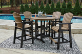 Fairen Trail Black/Driftwood Outdoor Counter Height Dining Table with 2 Barstools from Ashley - Luna Furniture