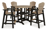 Fairen Trail Black/Driftwood Outdoor Counter Height Dining Table with 2 Barstools from Ashley - Luna Furniture