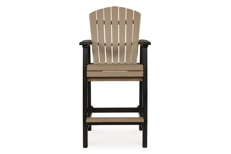 Fairen Trail Black/Driftwood Outdoor Counter Height Dining Table with 2 Barstools from Ashley - Luna Furniture