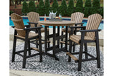 Fairen Trail Black/Driftwood Outdoor Counter Height Dining Table with 2 Barstools from Ashley - Luna Furniture