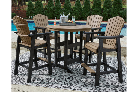 Fairen Trail Black/Driftwood Outdoor Counter Height Dining Table with 2 Barstools from Ashley - Luna Furniture