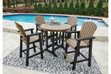 Fairen Trail Black/Driftwood Outdoor Counter Height Dining Table with 2 Barstools from Ashley - Luna Furniture
