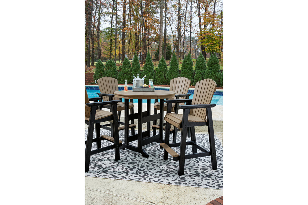 Fairen Trail Black/Driftwood Outdoor Counter Height Dining Table with 2 Barstools from Ashley - Luna Furniture