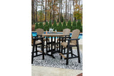 Fairen Trail Black/Driftwood Outdoor Counter Height Dining Table with 2 Barstools from Ashley - Luna Furniture