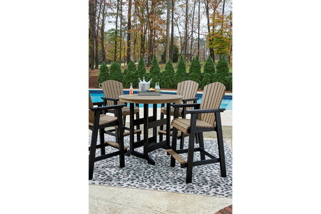 Fairen Trail Black/Driftwood Outdoor Counter Height Dining Table with 2 Barstools from Ashley - Luna Furniture