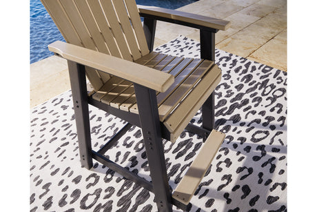 Fairen Trail Black/Driftwood Outdoor Counter Height Dining Table with 4 Barstools from Ashley - Luna Furniture