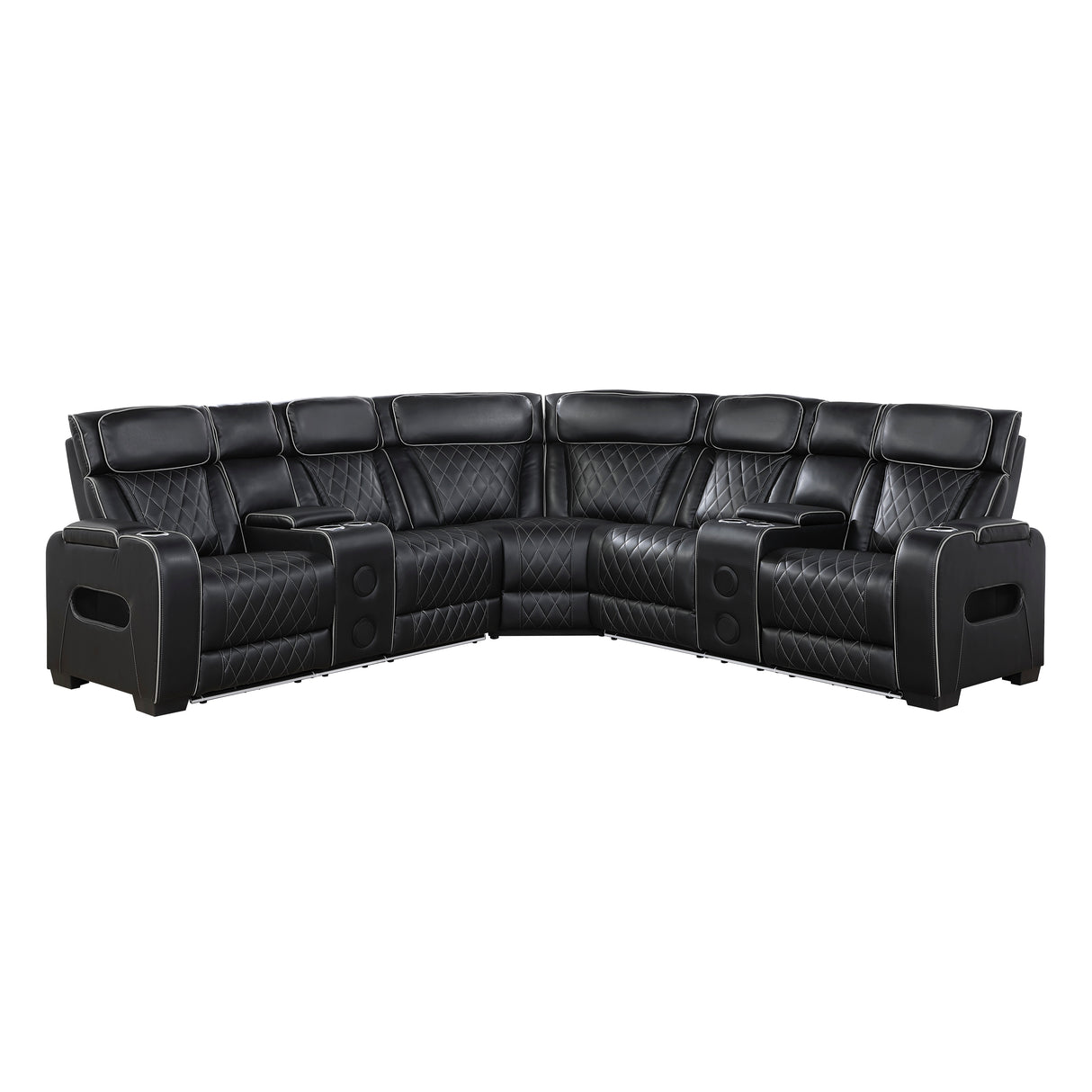 Fairway Black 3-Piece LED Power Reclining Sectional with Consoles and Wireless Speakers from Homelegance - Luna Furniture