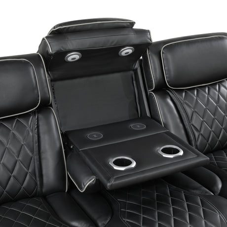 Fairway Black Power Double Reclining Living Room Set from Homelegance - Luna Furniture